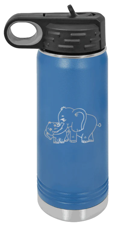Elephants - 20oz Water Bottle Laser Engraved - Image 2