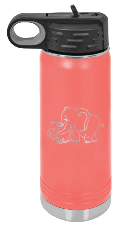Elephants - 20oz Water Bottle Laser Engraved - Image 3