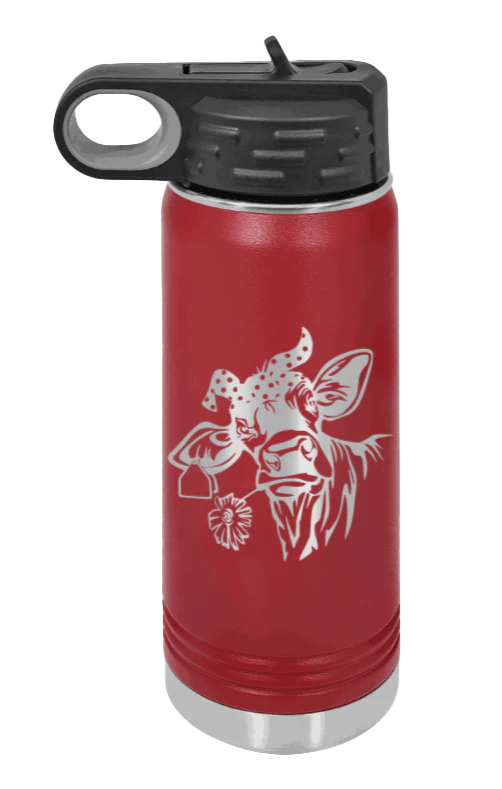 Cow With Bandana - 20oz Water Bottle Laser Engraved - Image 8