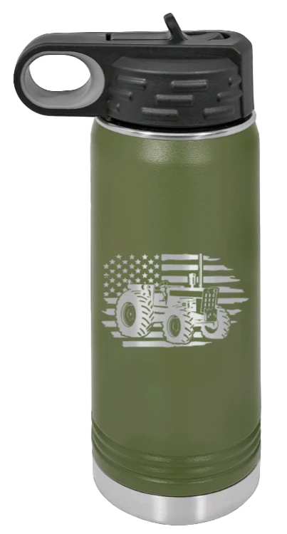 Tractor Flag - 20oz Water Bottle Laser Engraved - Image 10