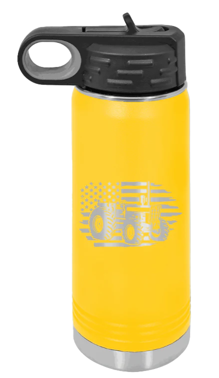 Tractor Flag - 20oz Water Bottle Laser Engraved - Image 17