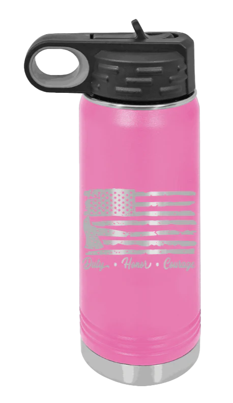 Firefighter Flag - 20oz Water Bottle Laser Engraved - Image 12