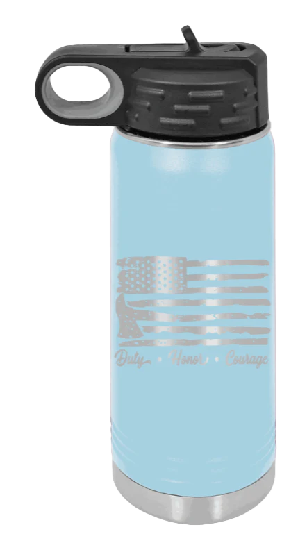 Firefighter Flag - 20oz Water Bottle Laser Engraved - Image 6