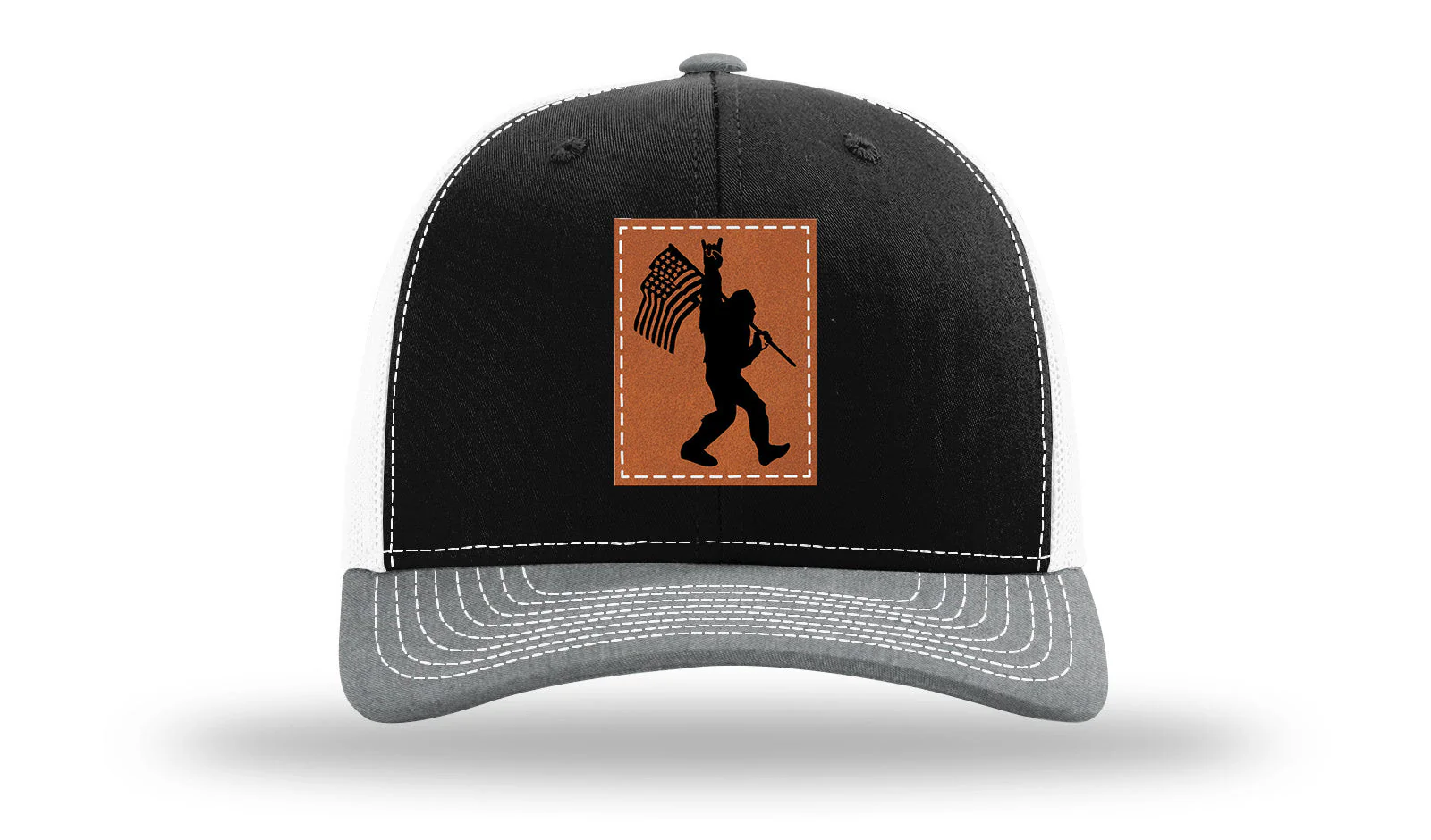 Sasquatch Flag Leather Patch Richardson 112 Hat - Image 33