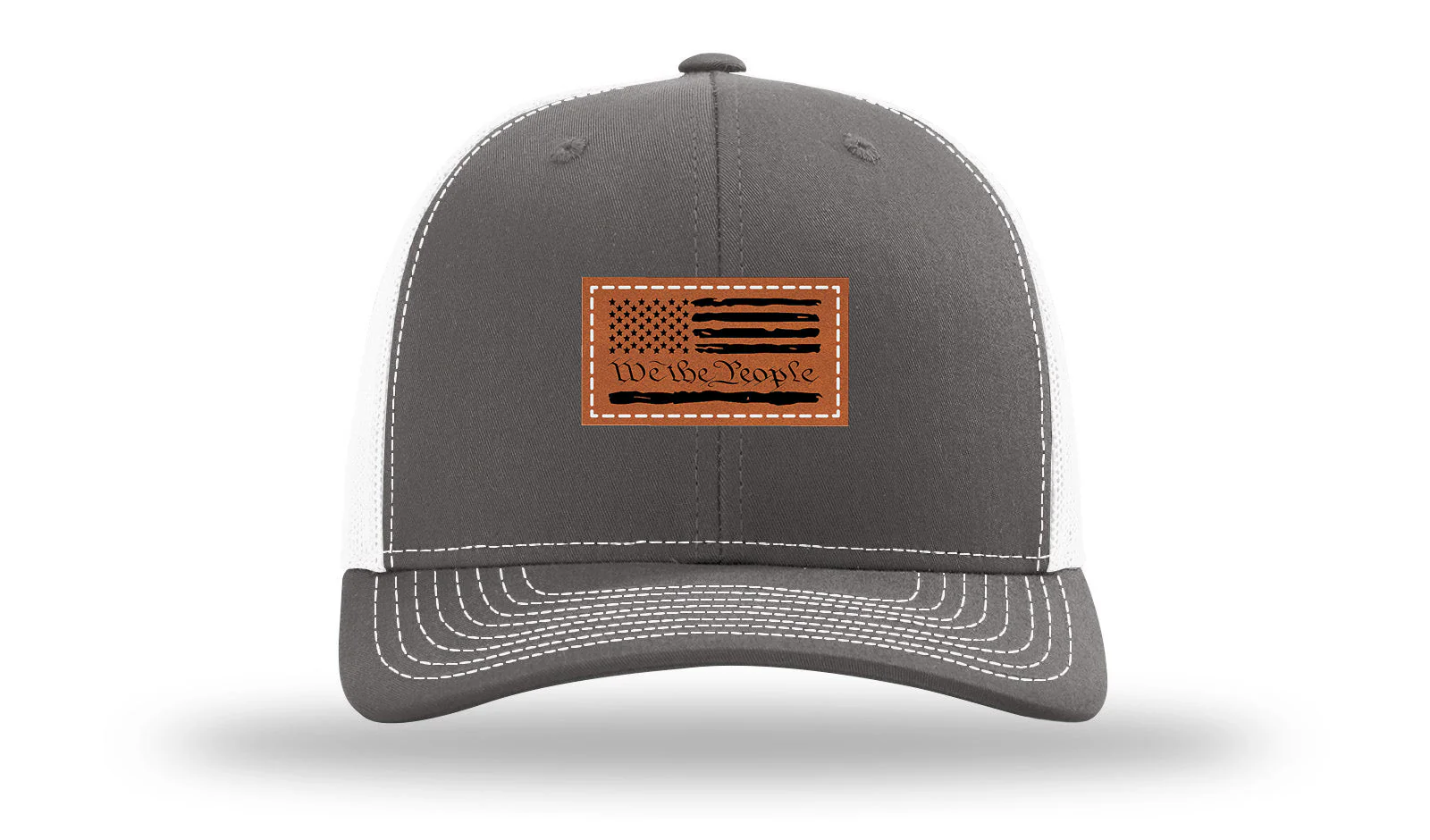 We The People Flag Leather Patch Richardson 112 Hat - Image 16