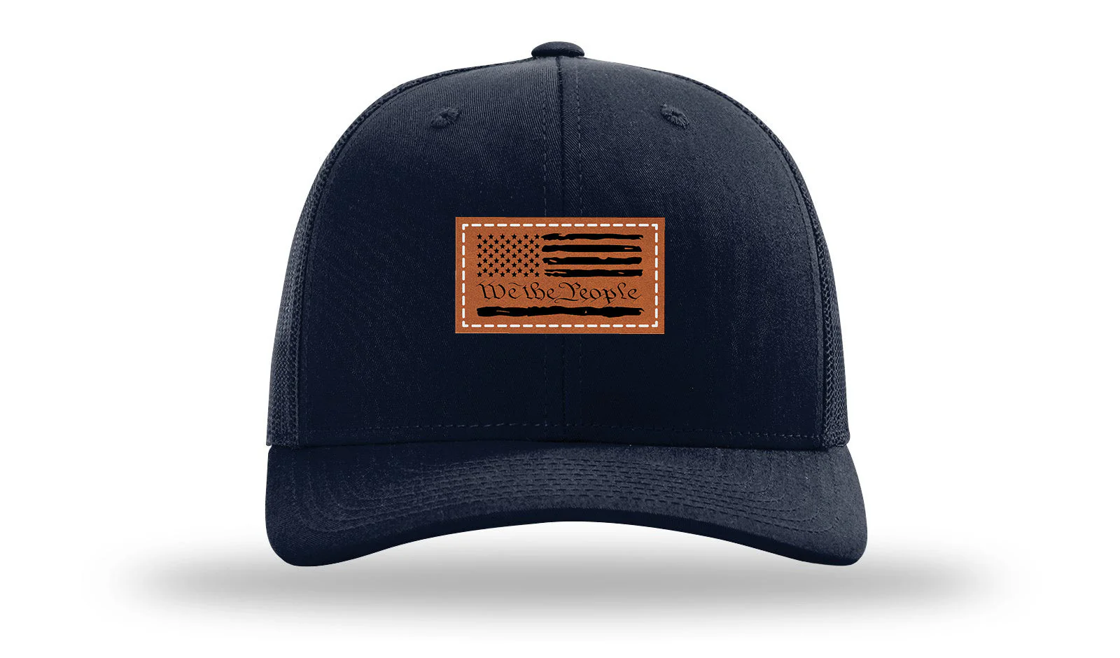 We The People Flag Leather Patch Richardson 112 Hat - Image 4