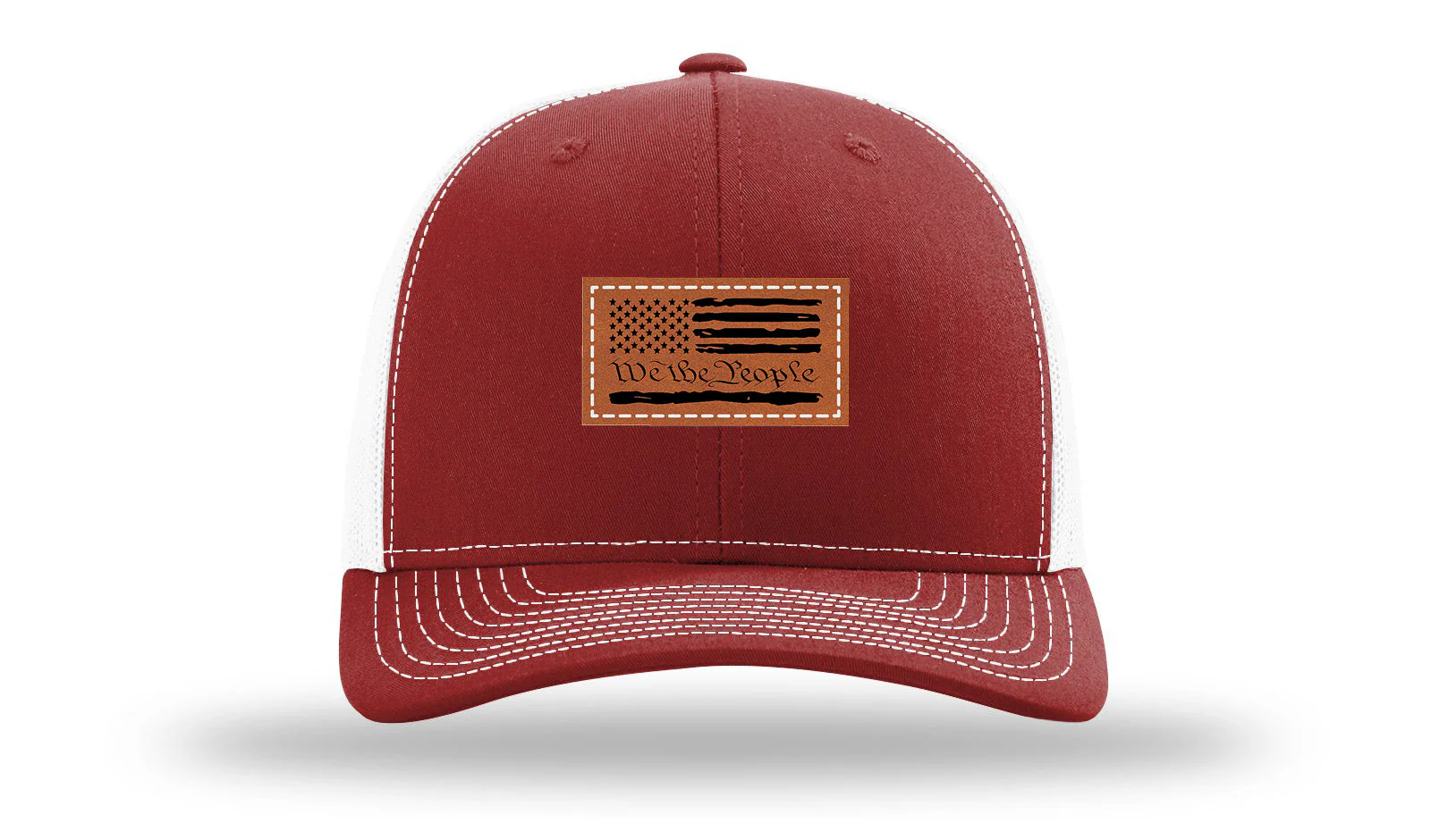 We The People Flag Leather Patch Richardson 112 Hat - Image 9