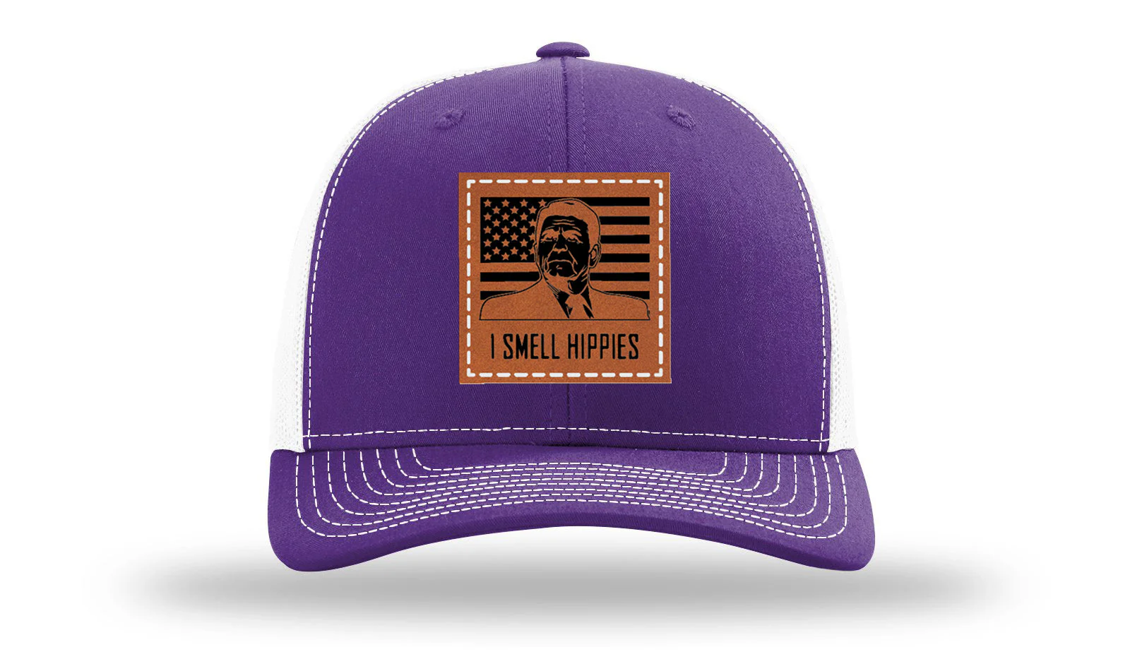 I Smell Hippies Leather Patch Richardson 112 Hat - Image 30