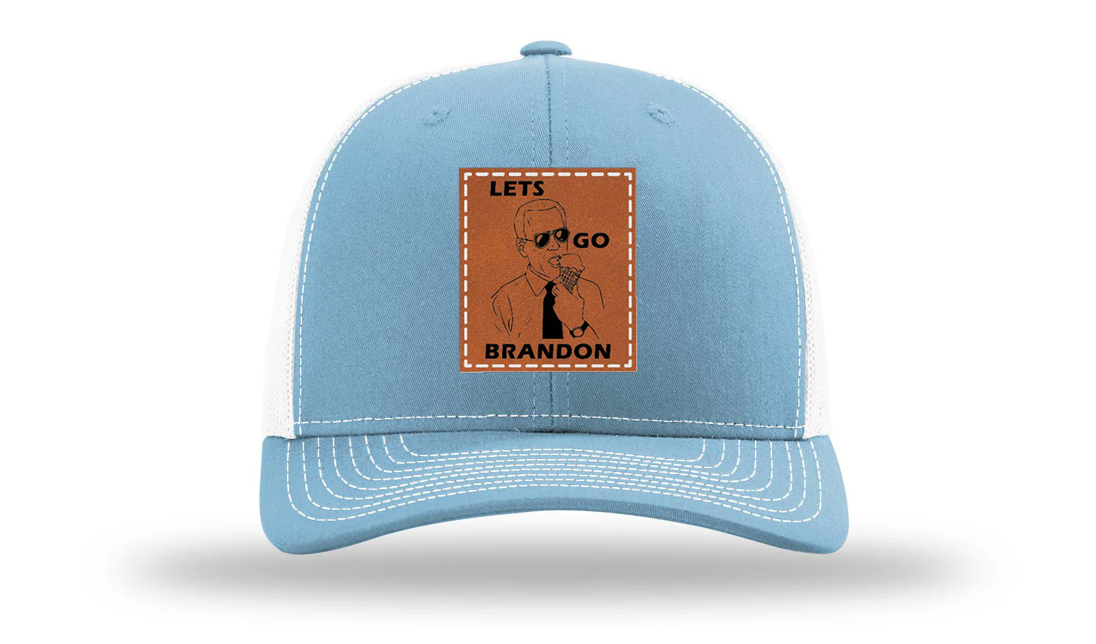Let's Go Brandon Ice Cream Leather Patch Richardson 112 Hat - Image 16