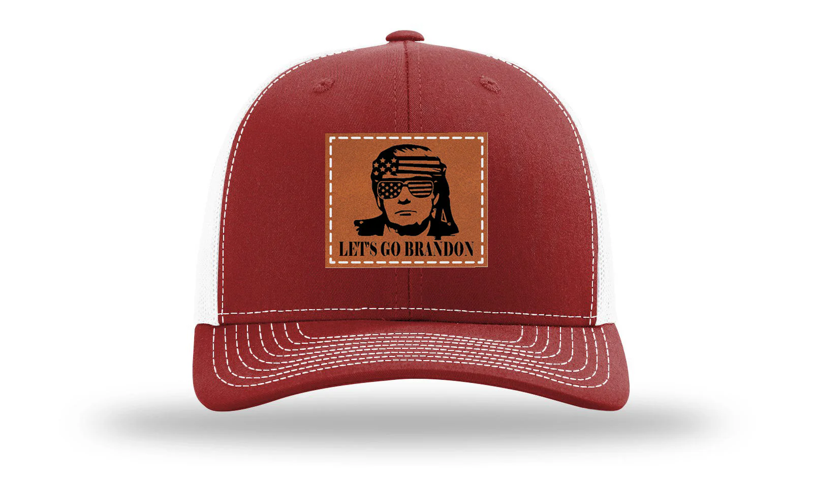 Trump - Let's Go Brandon Leather Patch Richardson 112 Hat - Image 9