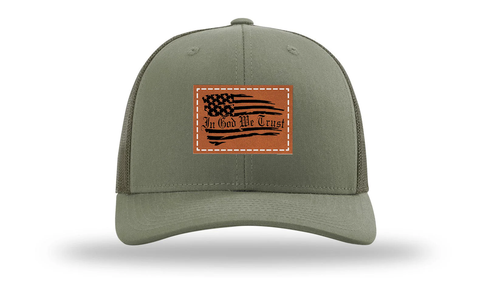 In God We Trust Leather Patch Richardson 112 Hat - Image 3