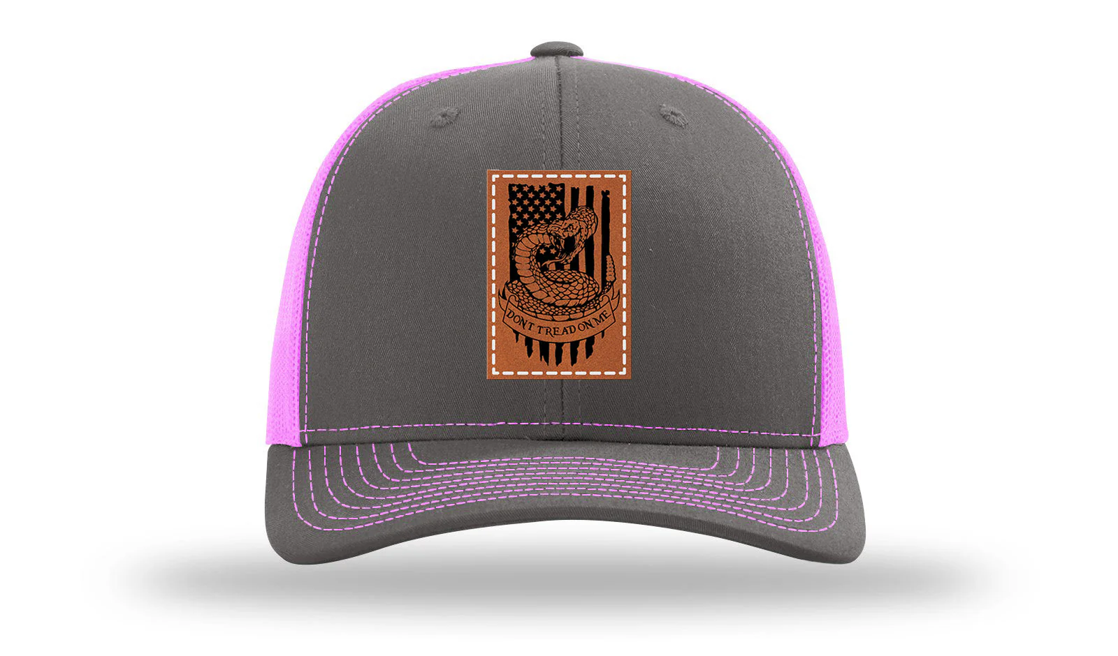 Don't Tread On Me Snake Leather Patch Richardson 112 Hat - Image 15