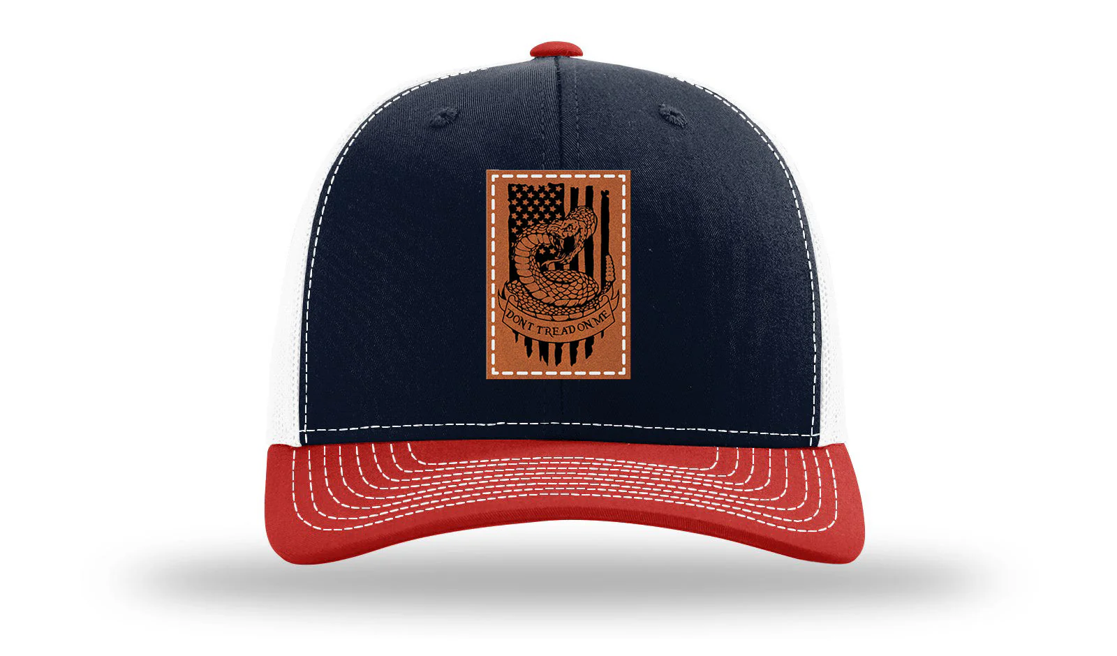 Don't Tread On Me Snake Leather Patch Richardson 112 Hat - Image 40