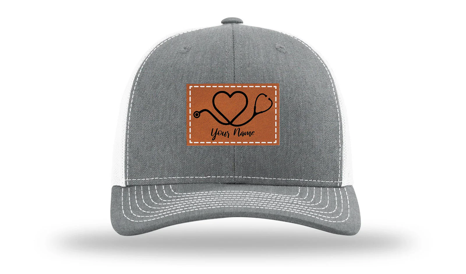 Heart Stethoscope with Name  Leather Patch Richardson 112 Hat - Image 21
