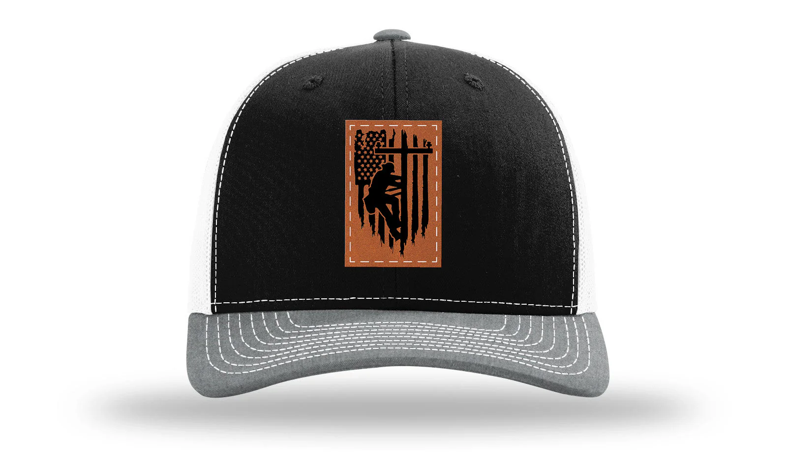 Lineman Flag Leather Patch Richardson 112 Hat - Image 33