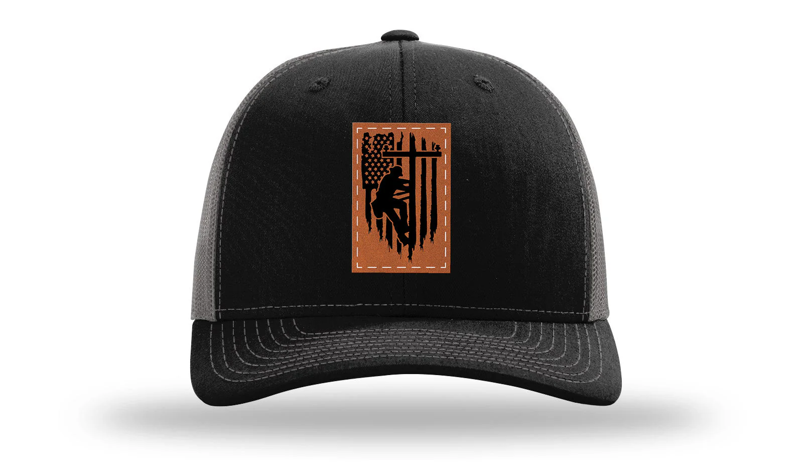 Lineman Flag Leather Patch Richardson 112 Hat - Image 6