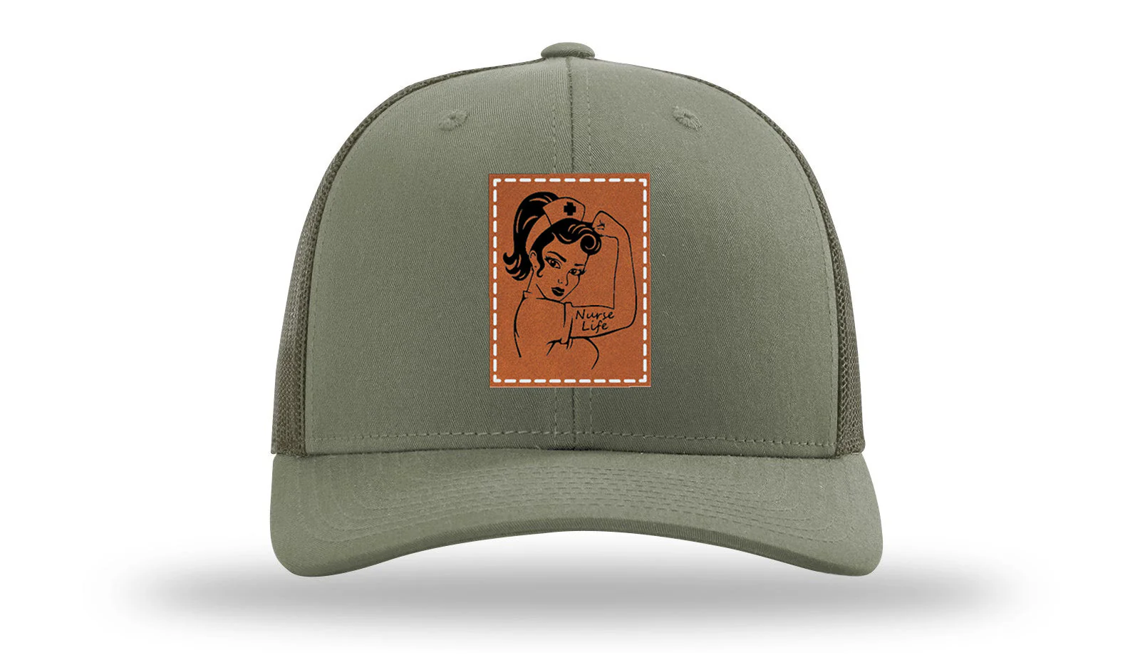 Nurse Life Girl Leather Patch Richardson 112 Hat - Image 3