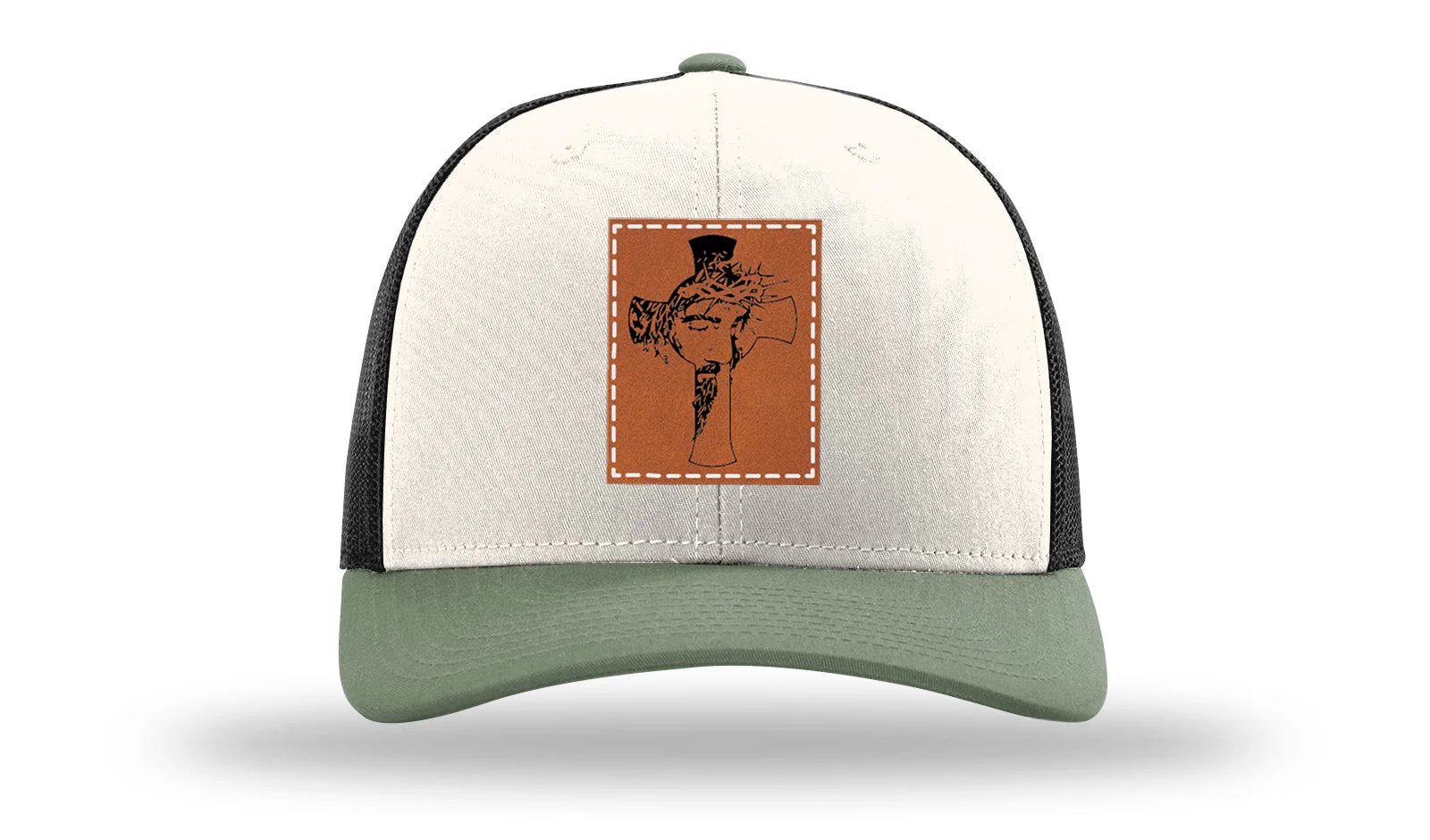 Jesus Cross Leather Patch Richardson 112 Hat - Image 35