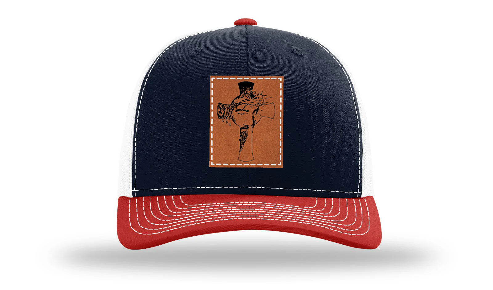 Jesus Cross Leather Patch Richardson 112 Hat - Image 40