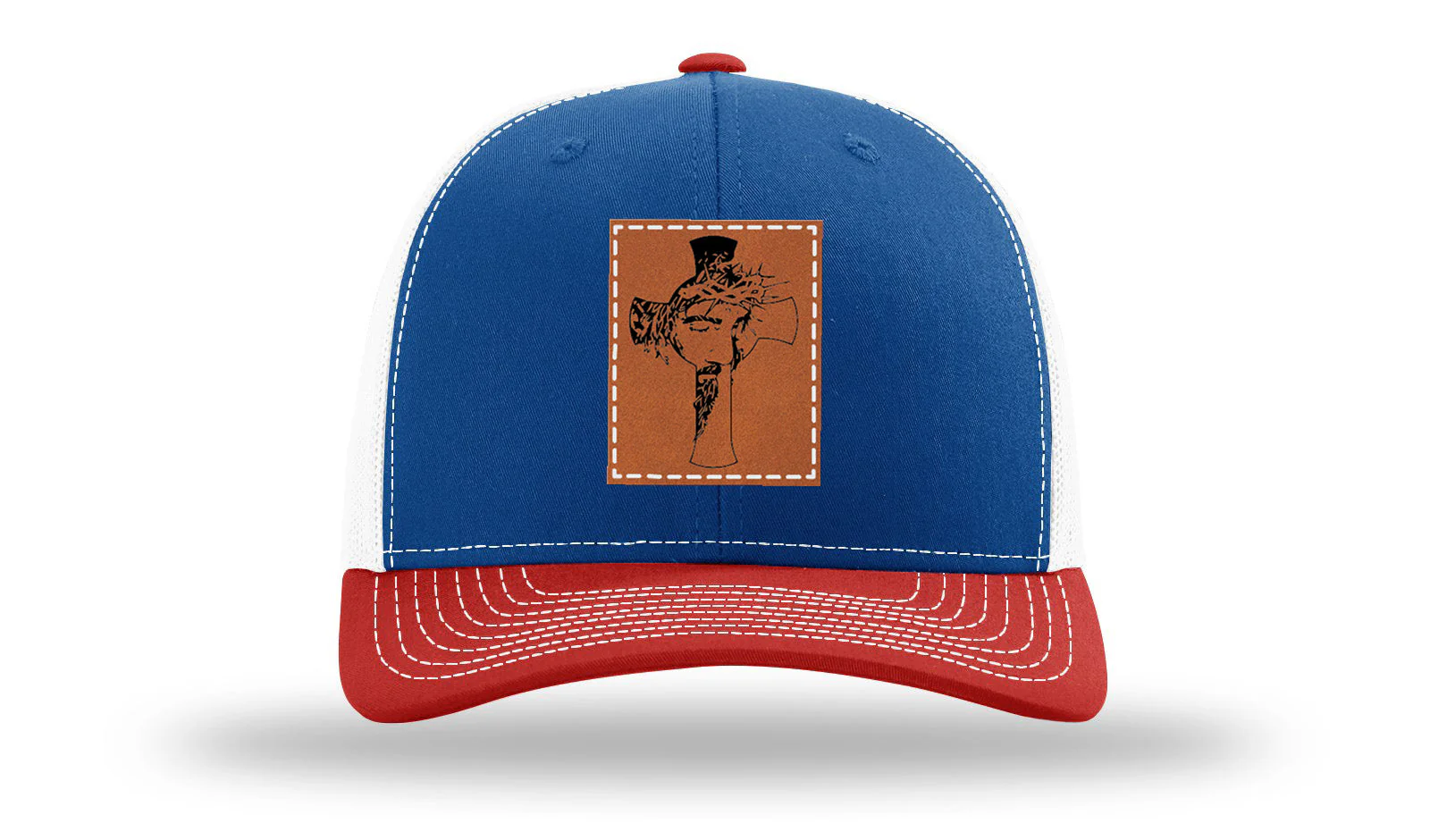 Jesus Cross Leather Patch Richardson 112 Hat - Image 42