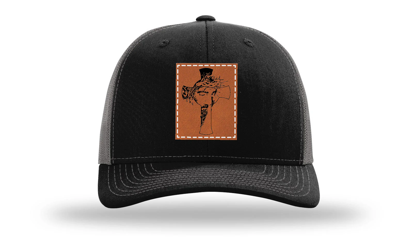 Jesus Cross Leather Patch Richardson 112 Hat - Image 6