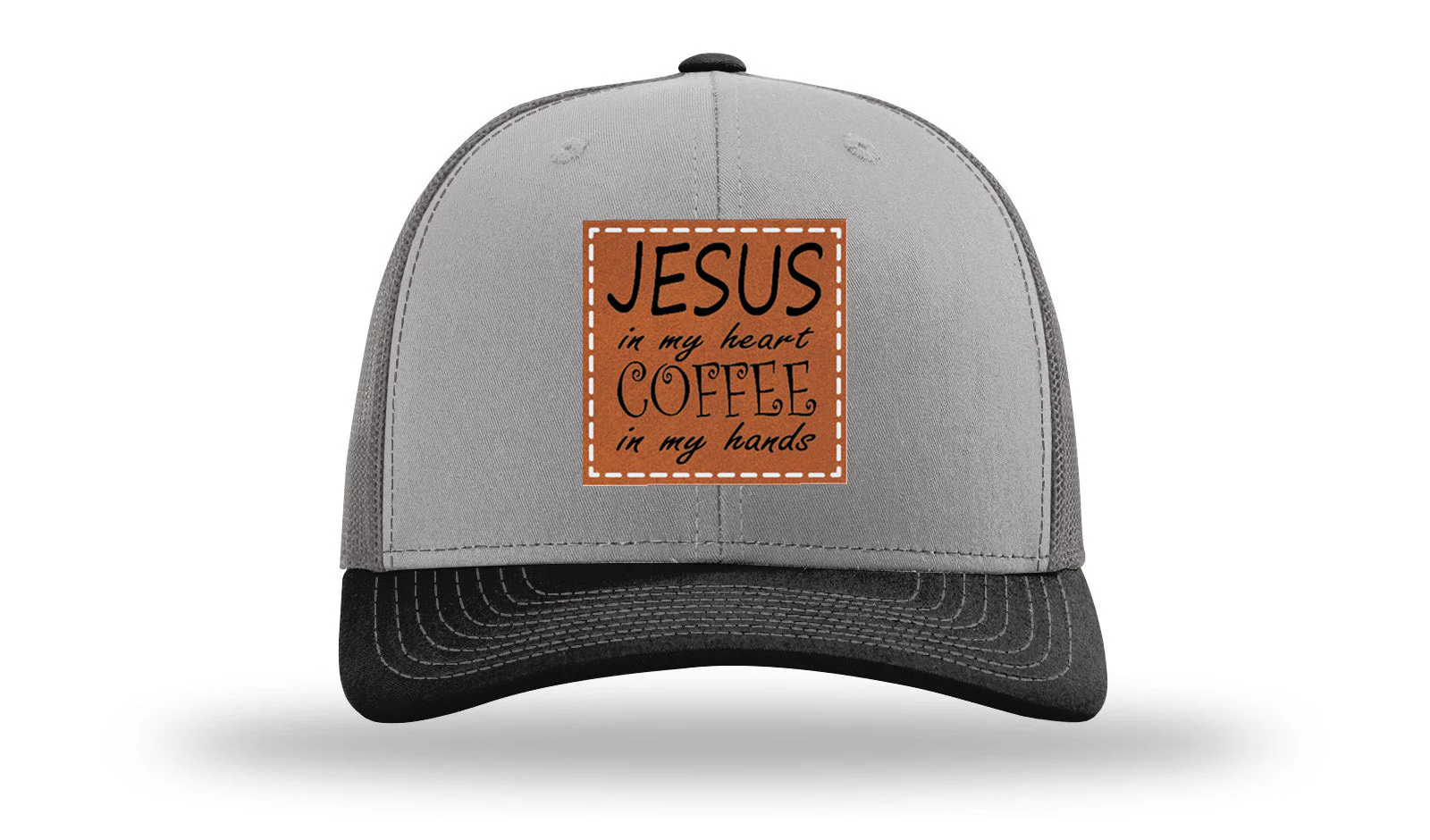Jessus in My Heart Leather Patch Richardson 112 Hat - Image 36