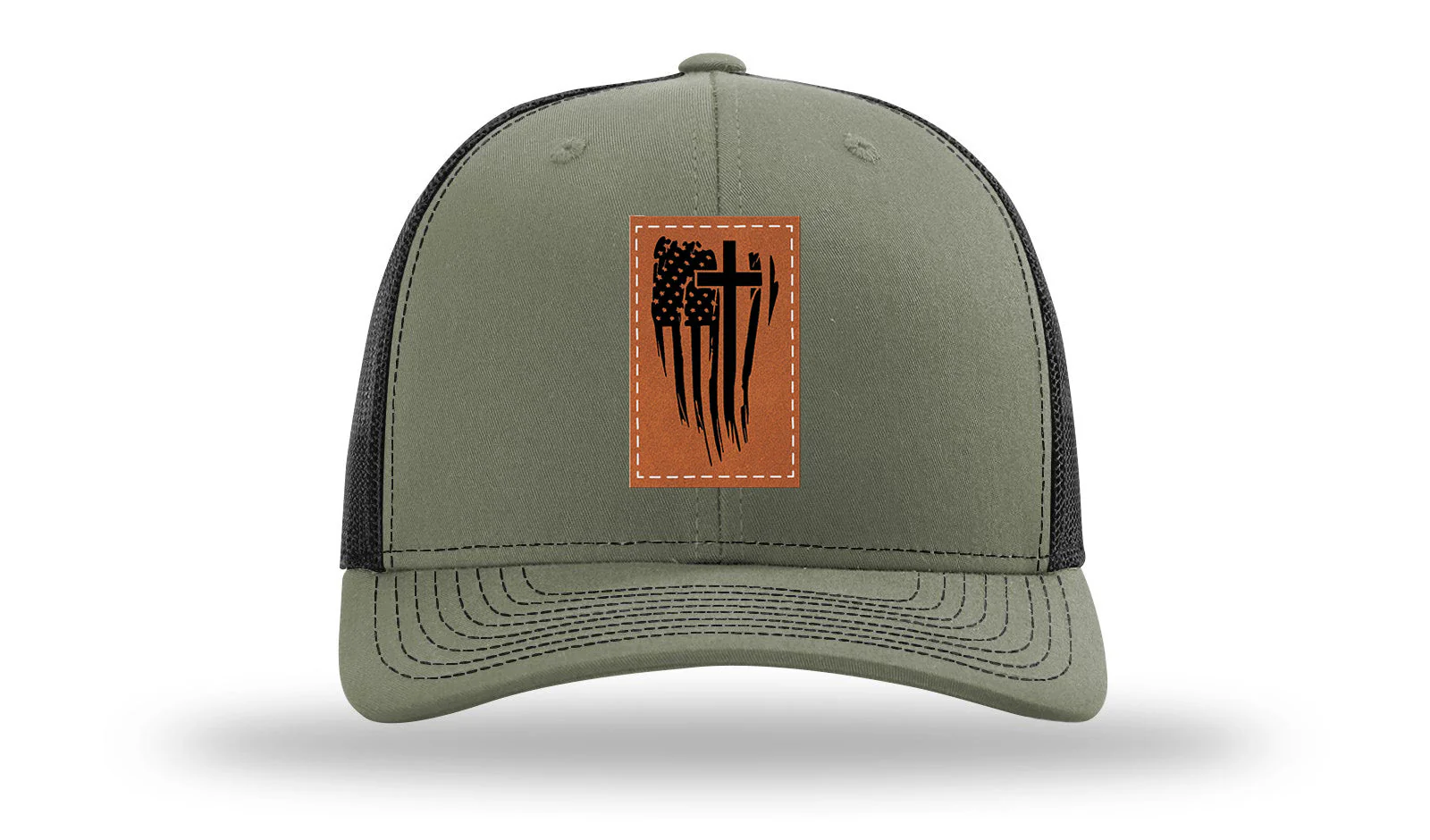 Kneel For The Cross Leather Patch Richardson 112 Hat - Image 67