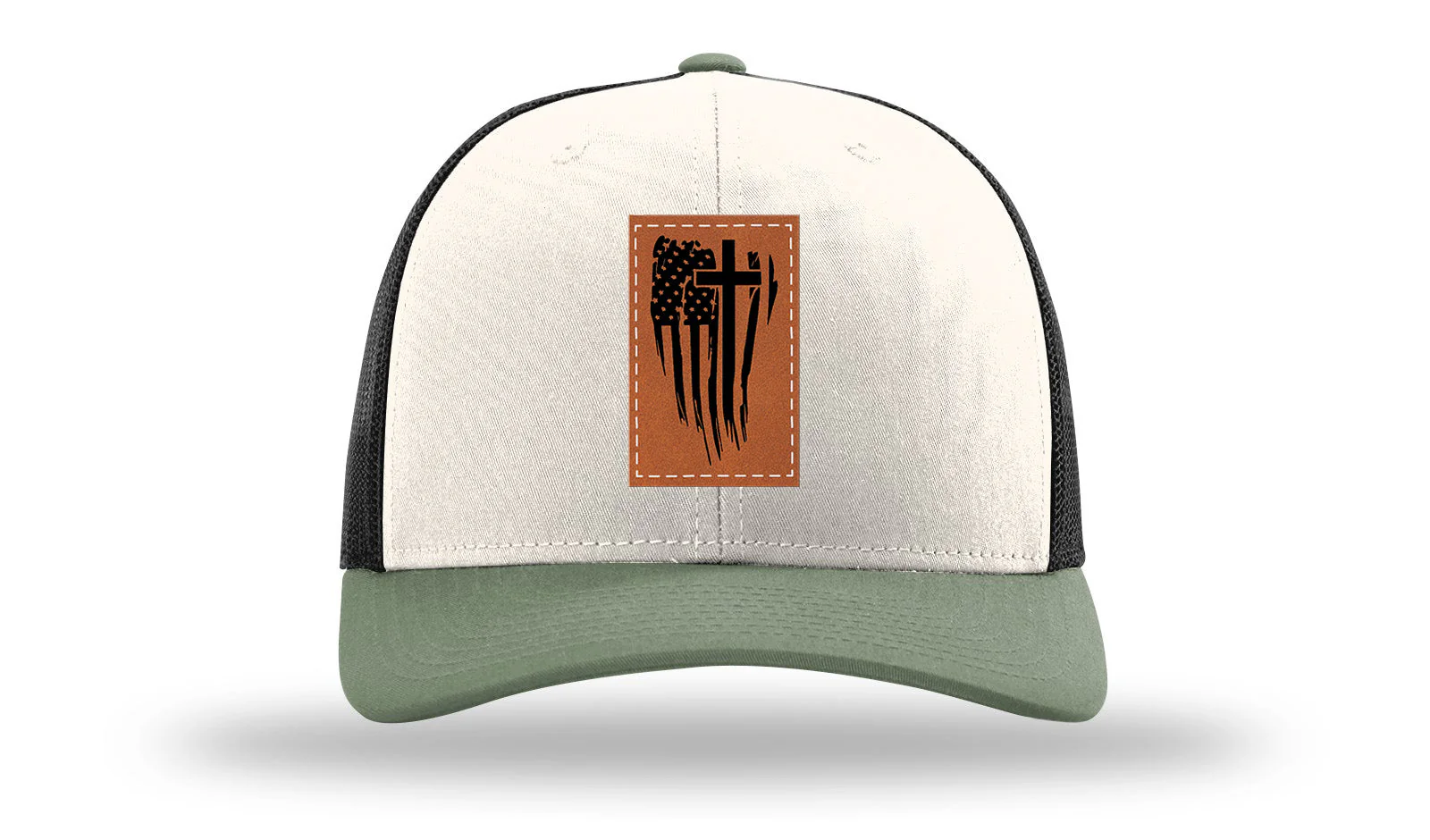 Cross Flag Leather Patch Richardson 112 Hat - Image 35
