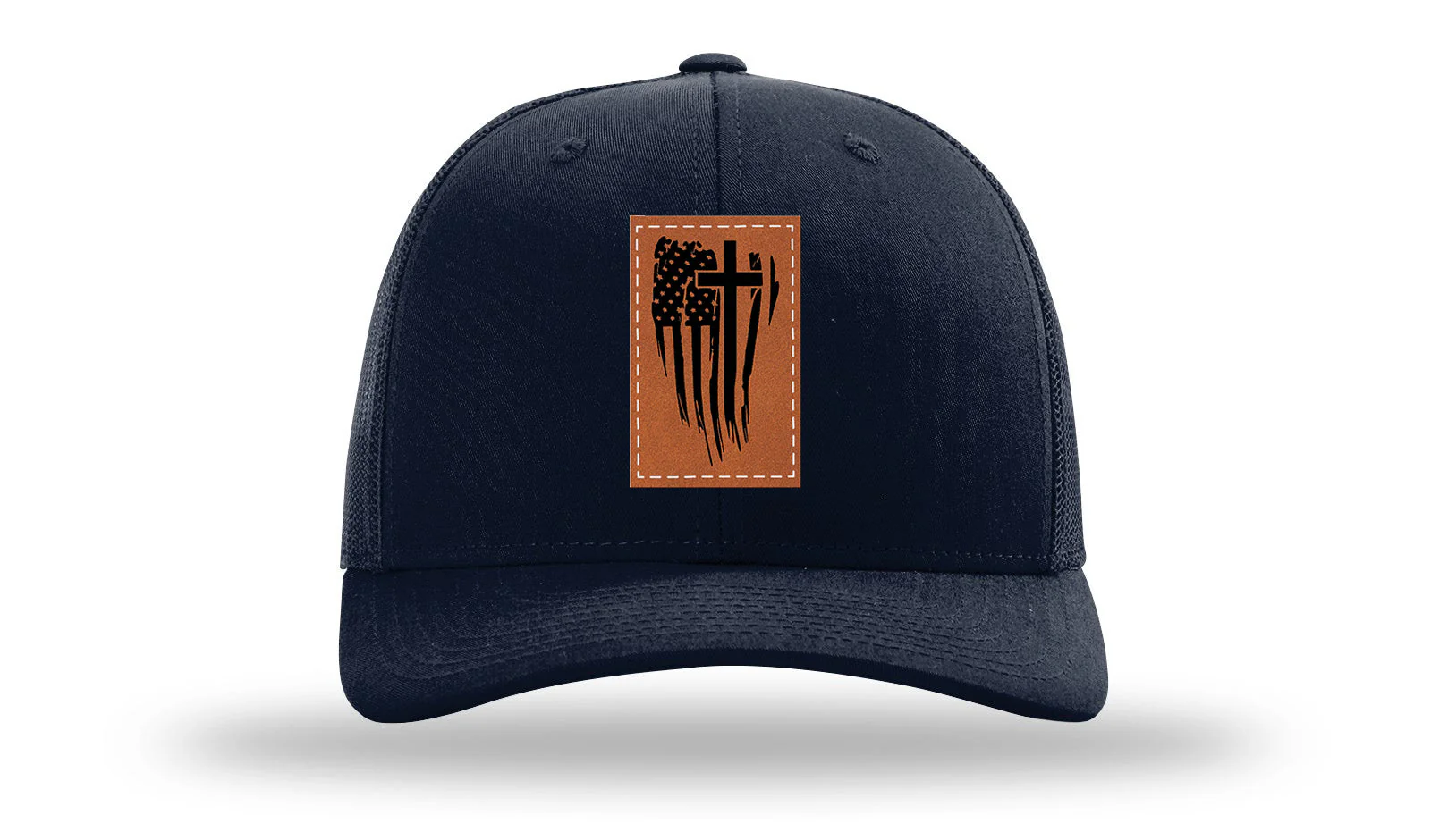 Cross Flag Leather Patch Richardson 112 Hat - Image 4