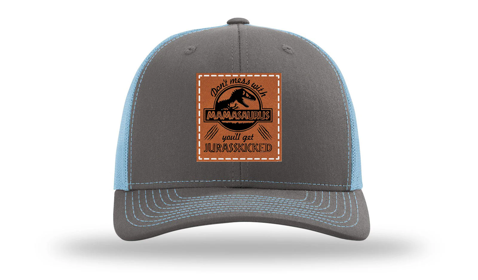 Don't Mess With Mamasaurus Leather Patch Richardson 112 Hat - Image 12