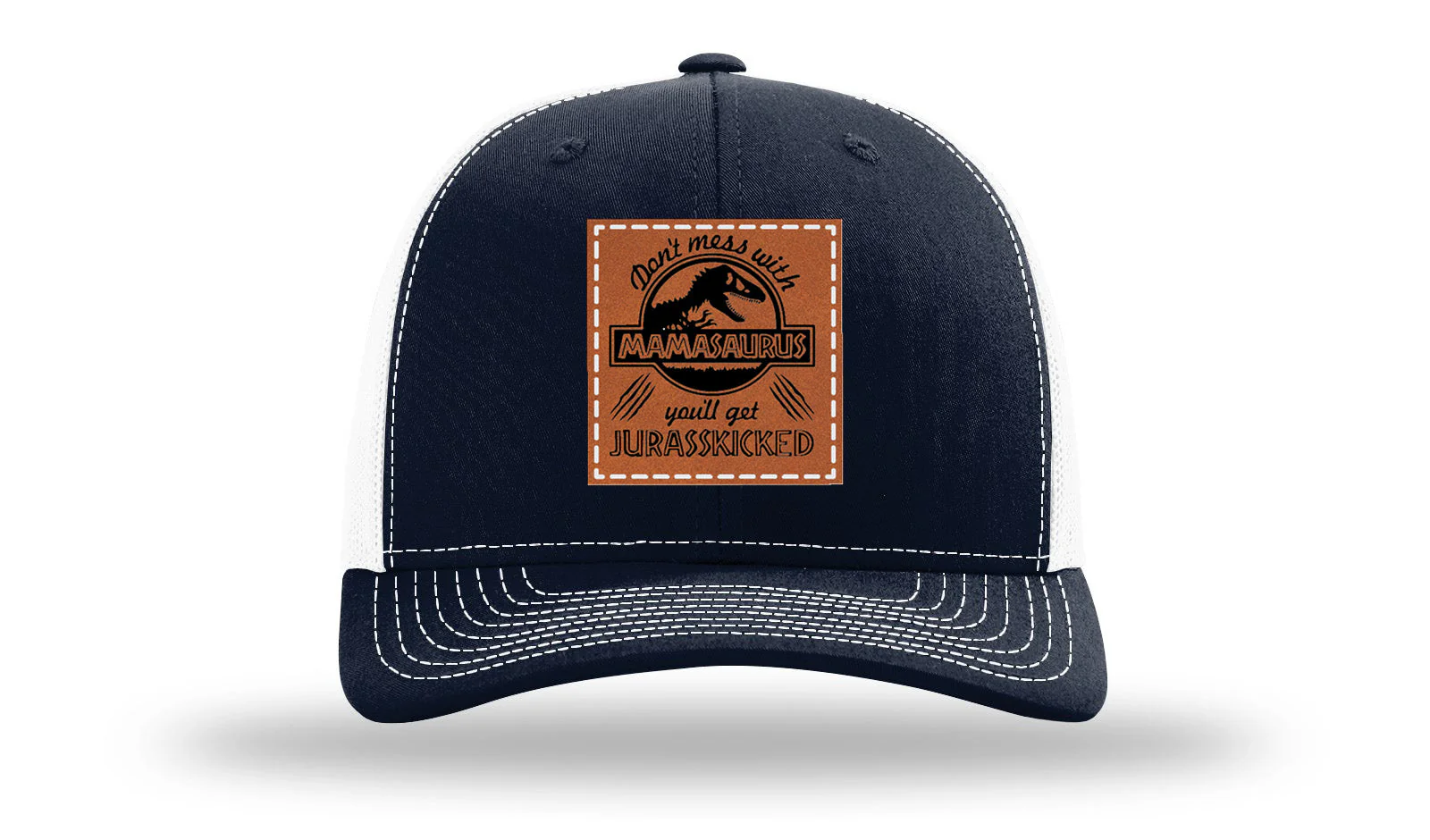 Don't Mess With Mamasaurus Leather Patch Richardson 112 Hat - Image 29