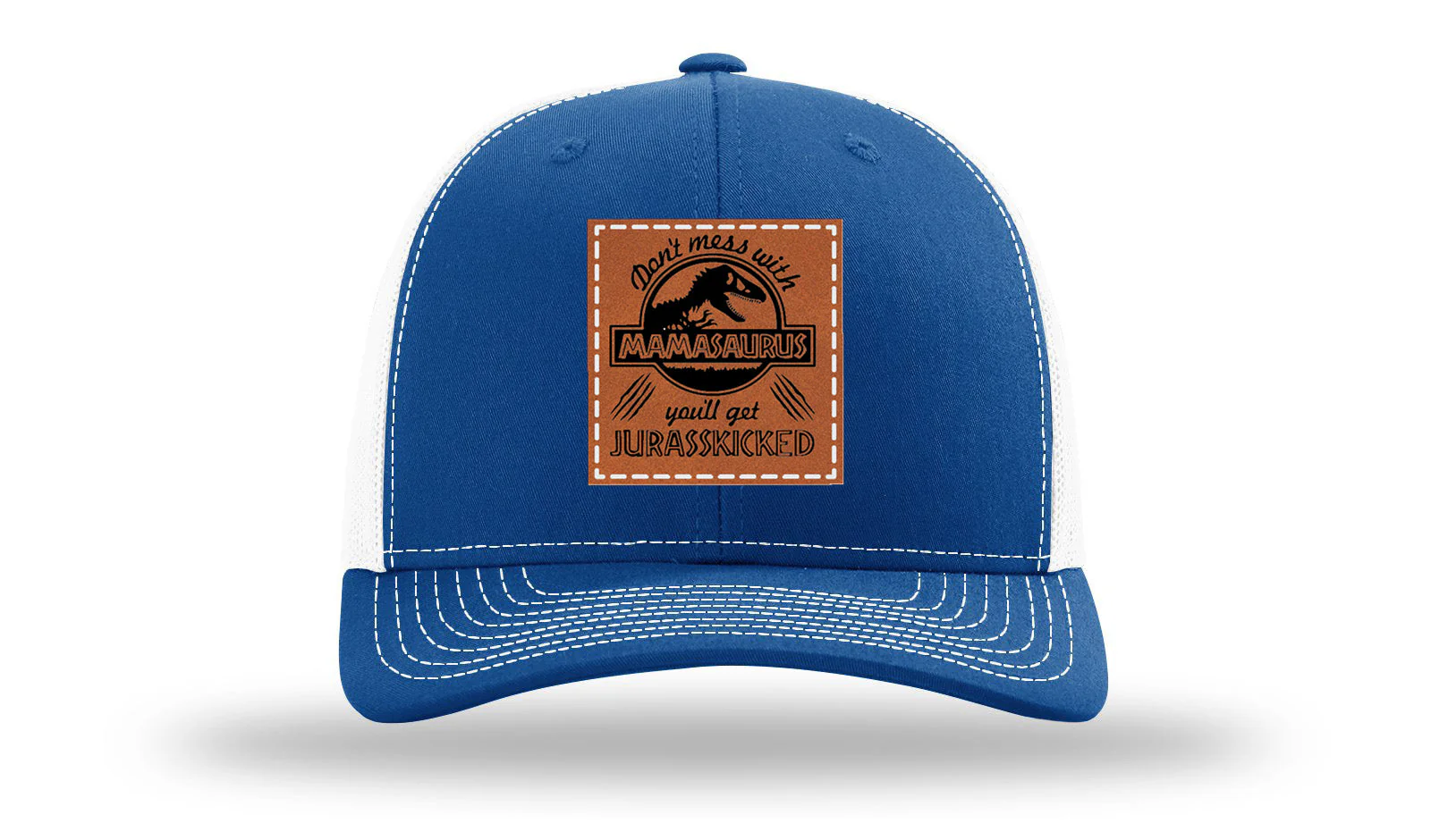 Don't Mess With Mamasaurus Leather Patch Richardson 112 Hat - Image 32