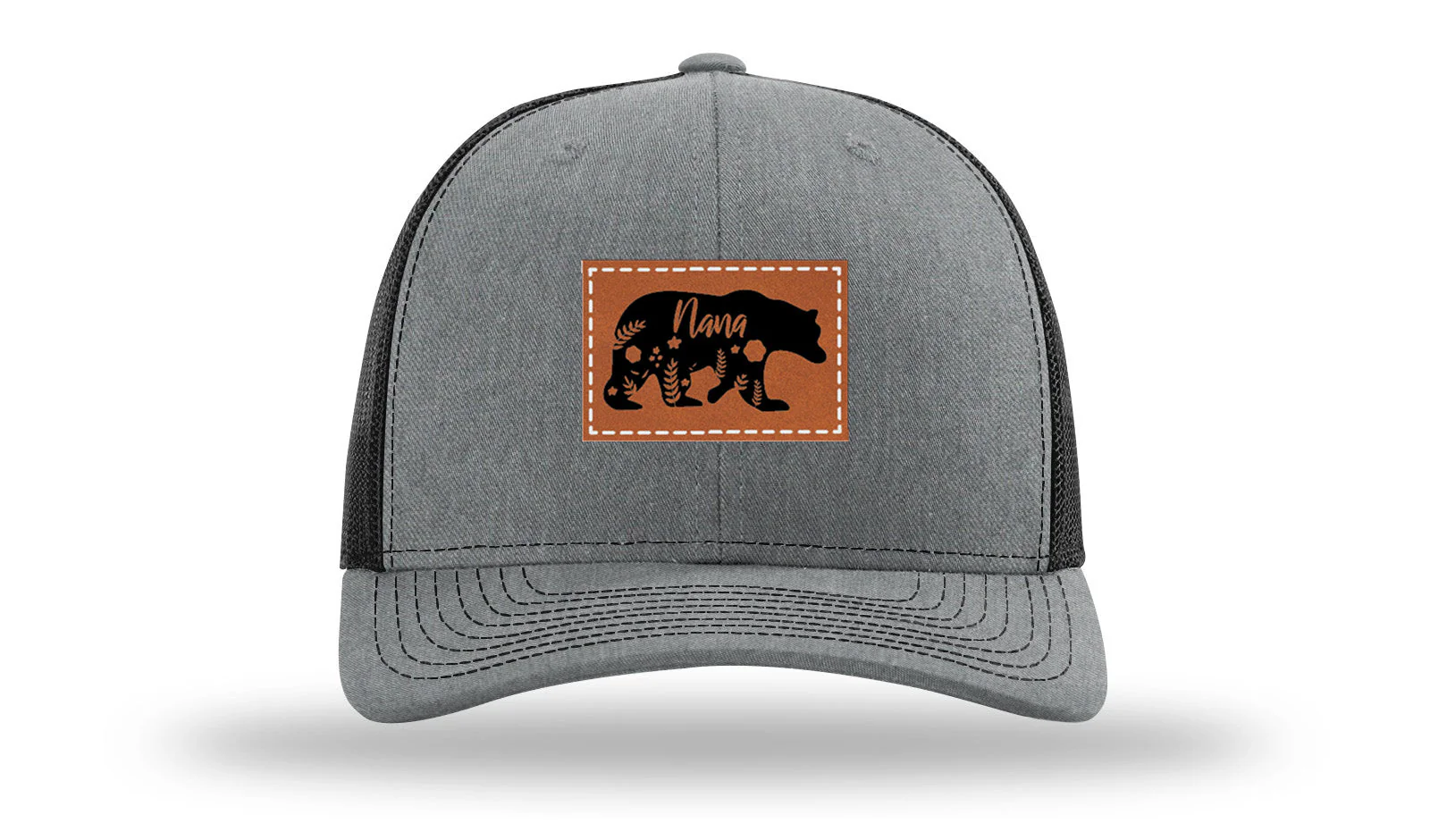 Mama Bear Floral Leather Patch Richardson 112 Hat - Image 20