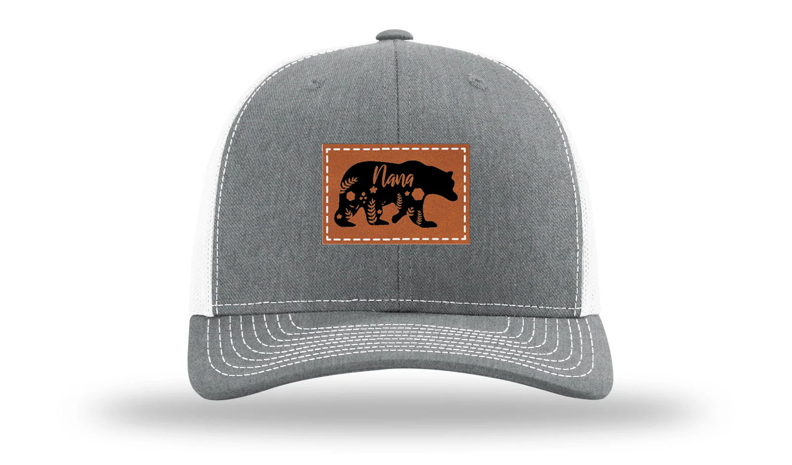 Mama Bear Floral Leather Patch Richardson 112 Hat - Image 21