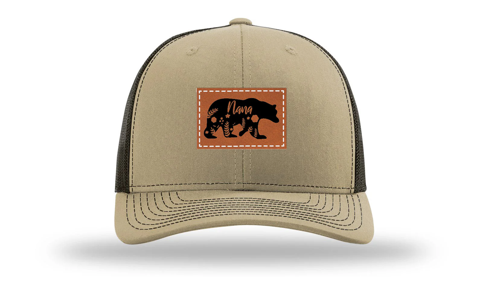 Mama Bear Floral Leather Patch Richardson 112 Hat - Image 24