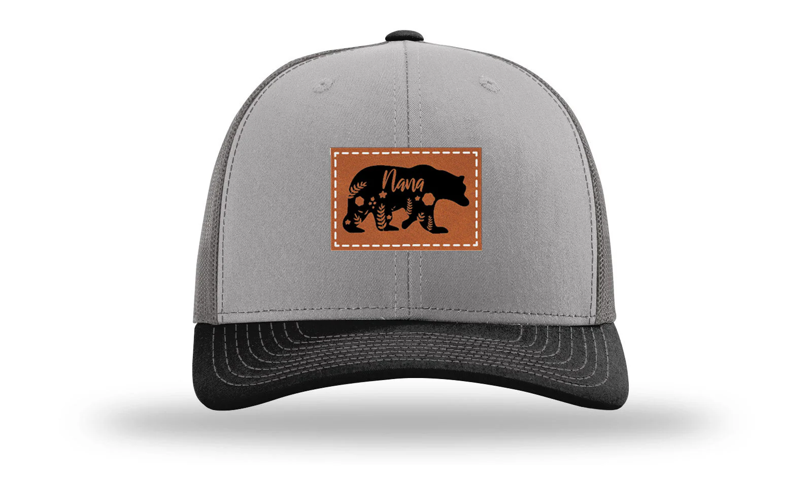 Mama Bear Floral Leather Patch Richardson 112 Hat - Image 36