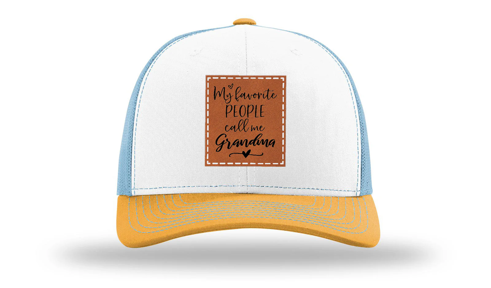 Favorite People Call Me Grandma Leather Patch Richardson 112 Hat - Image 43