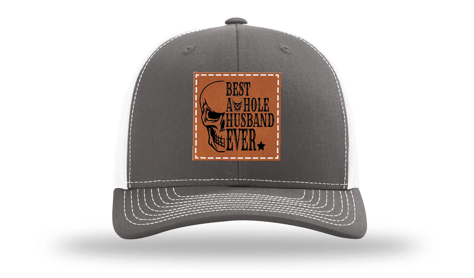 Best Asshole Husband Ever Leather Patch Richardson 112 Hat - Image 16