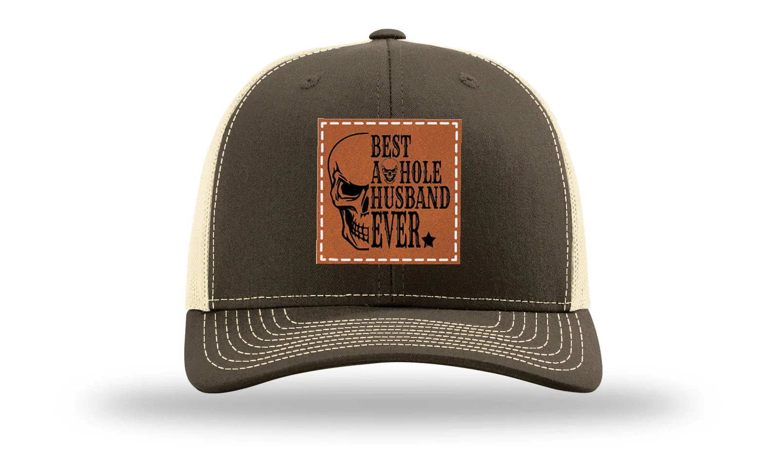 Best Asshole Husband Ever Leather Patch Richardson 112 Hat - Image 17