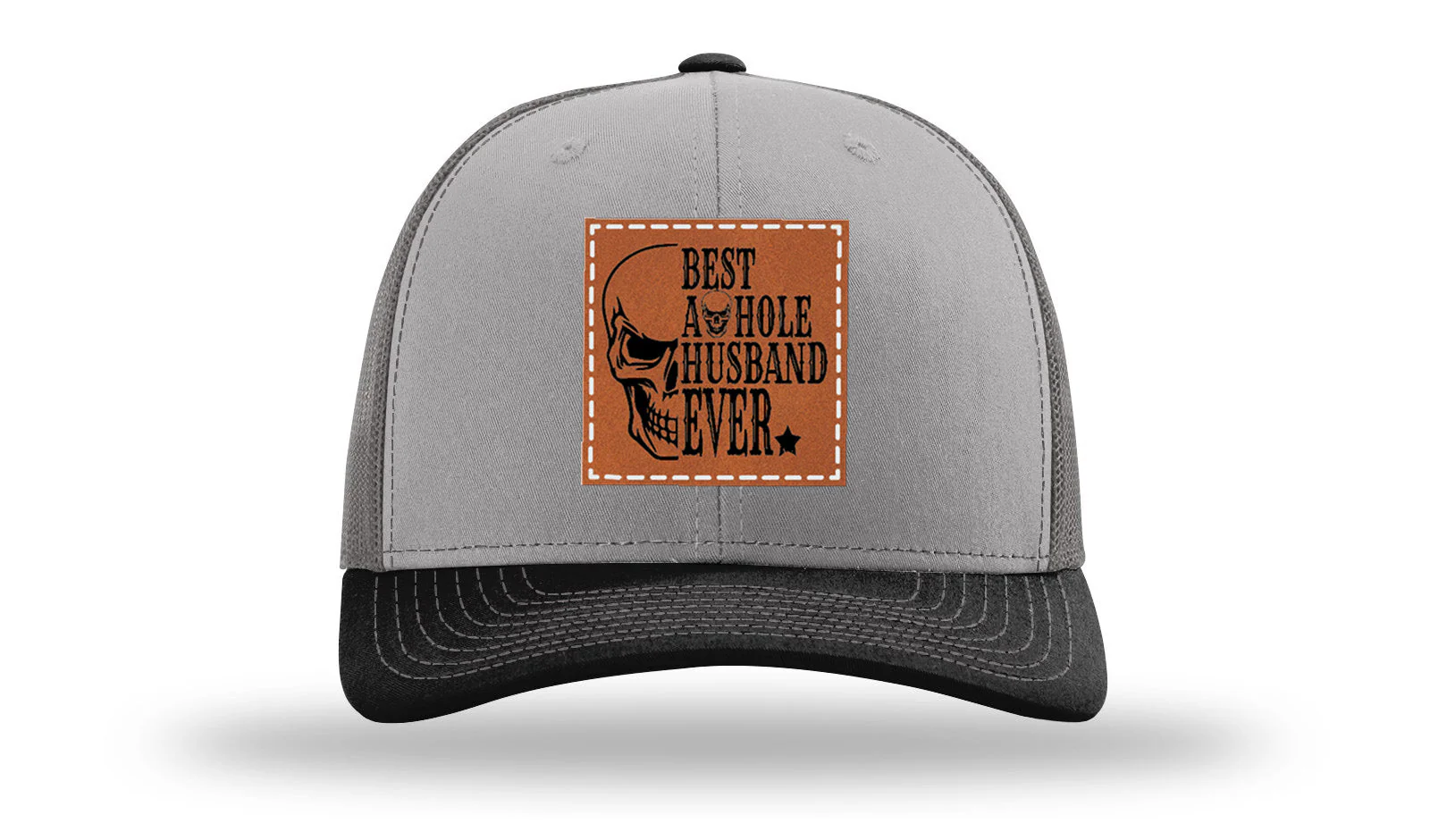 Best Asshole Husband Ever Leather Patch Richardson 112 Hat - Image 36