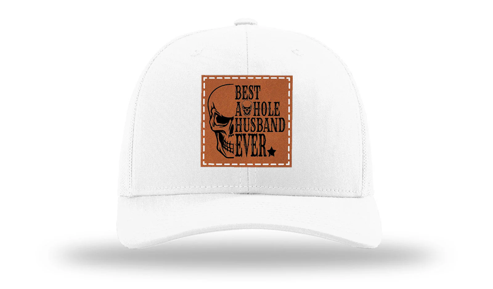 Best Asshole Husband Ever Leather Patch Richardson 112 Hat - Image 5
