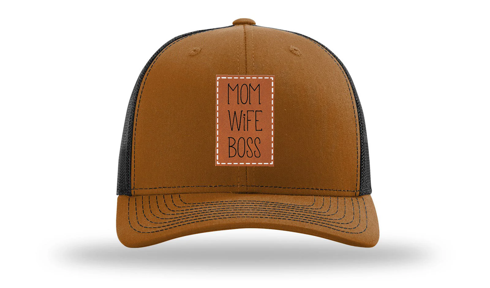 Mom Wife Boss Leather Patch Richardson 112 Hat - Image 10