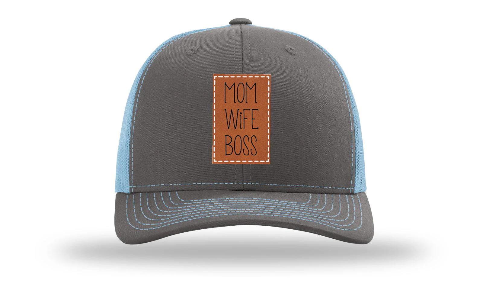 Mom Wife Boss Leather Patch Richardson 112 Hat - Image 12