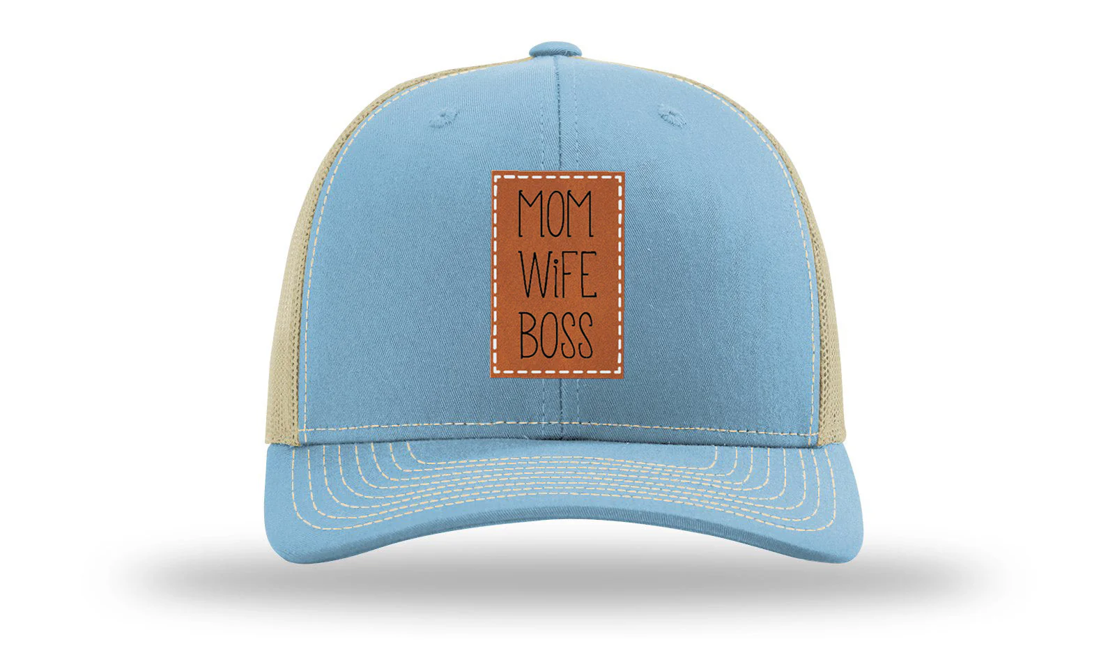 Mom Wife Boss Leather Patch Richardson 112 Hat - Image 18
