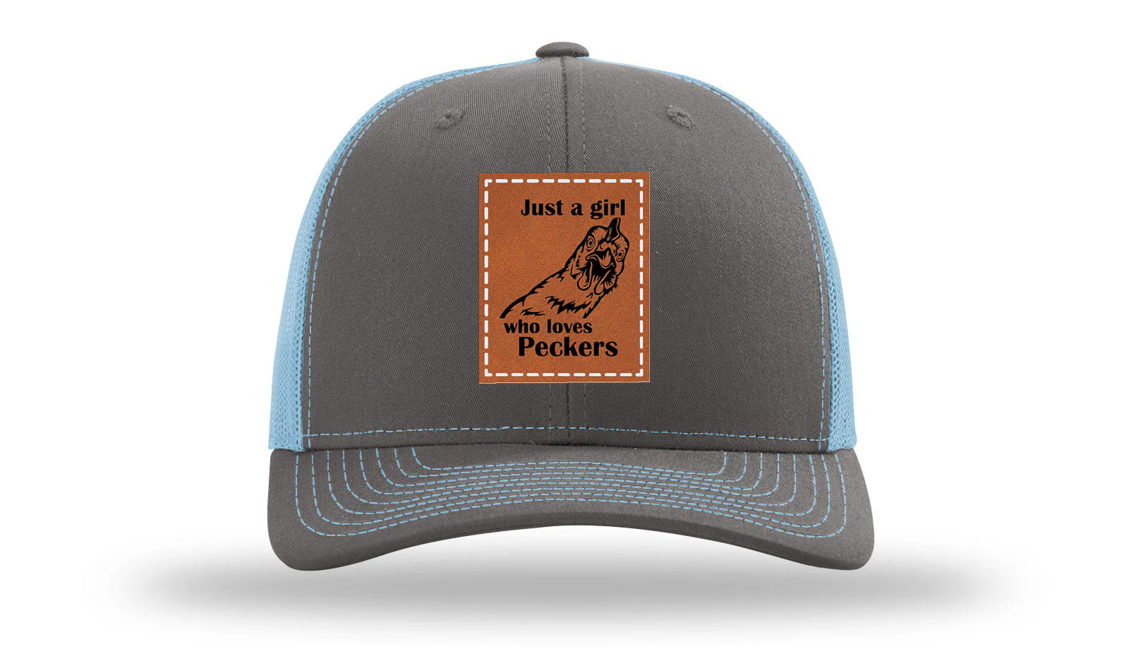 Just A Girl Who Loves Peckers Leather Patch Richardson 112 Hat - Image 12