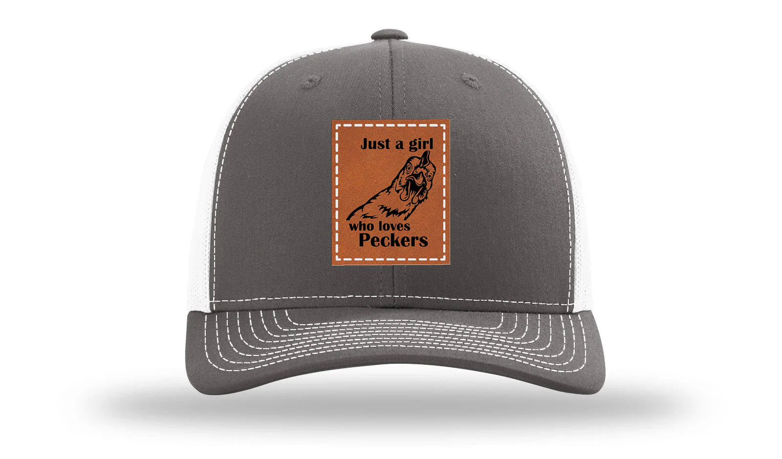 Just A Girl Who Loves Peckers Leather Patch Richardson 112 Hat - Image 16