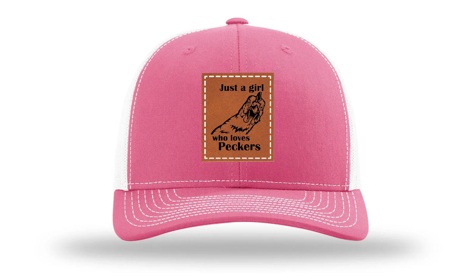 Just A Girl Who Loves Peckers Leather Patch Richardson 112 Hat - Image 23