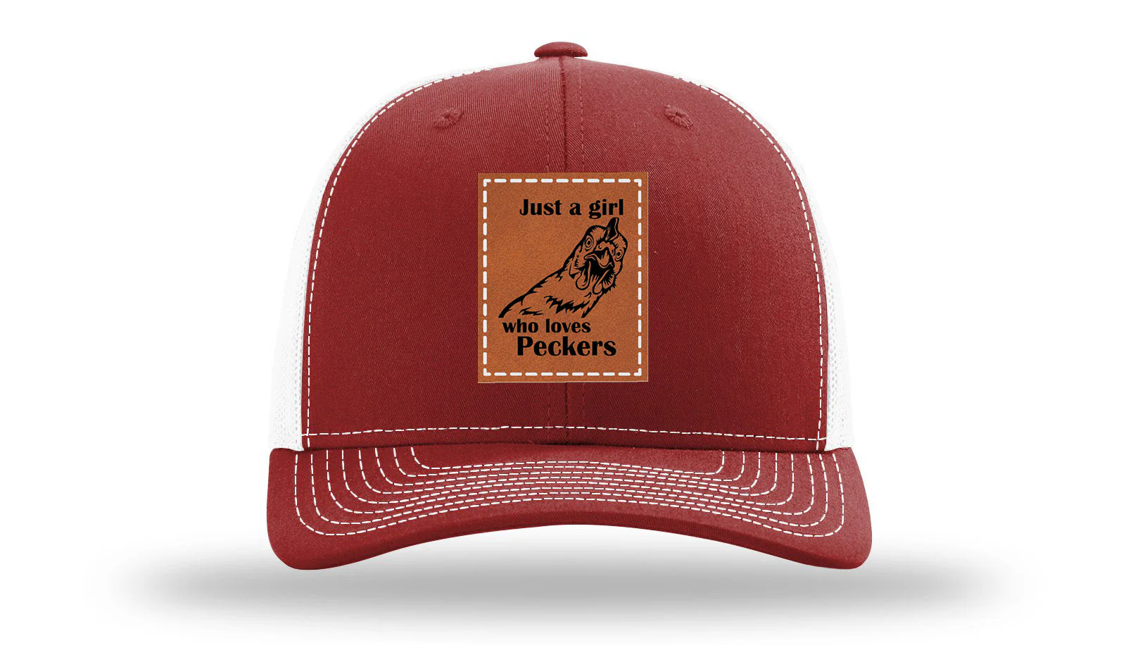 Just A Girl Who Loves Peckers Leather Patch Richardson 112 Hat - Image 9