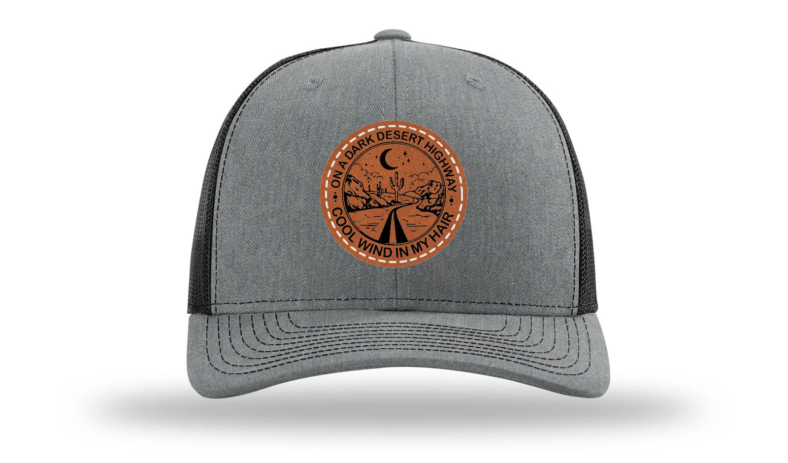 On A Dark Desert Highway Leather Patch Richardson 112 Hat - Image 20