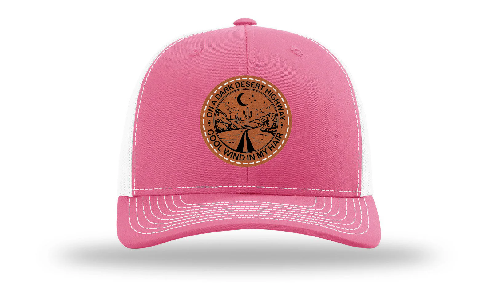 On A Dark Desert Highway Leather Patch Richardson 112 Hat - Image 23